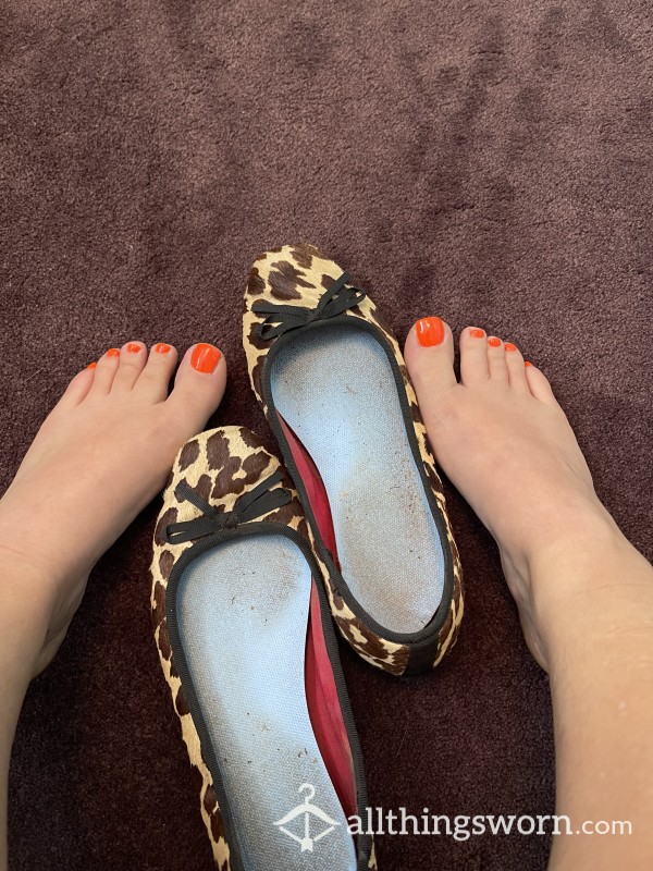 Leopard Pony Hair Ballet Pumps And Insoles