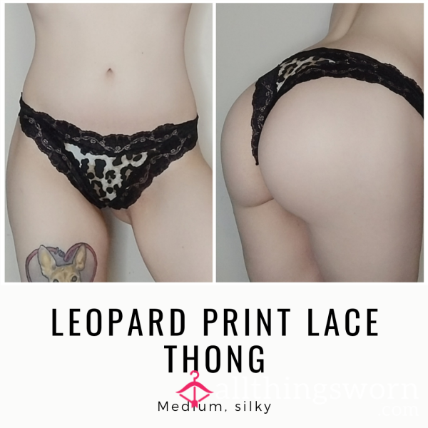 LEOPARD PRINT LACE THONG