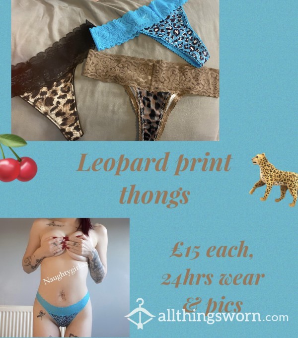 Leopard Print Lace Trimmed Thongs🐆| 24hrs Wear & Proof Of Wear Pics🥵