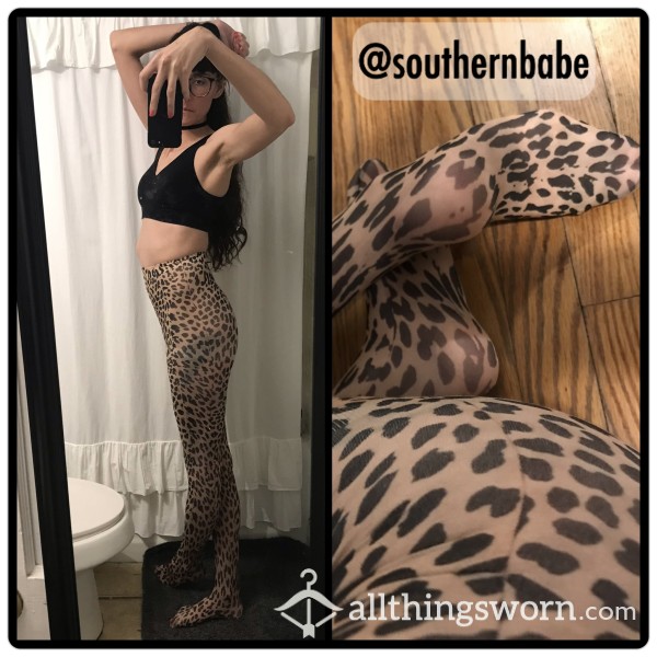 Leopard Print Pantyhose - Worn When Ordered