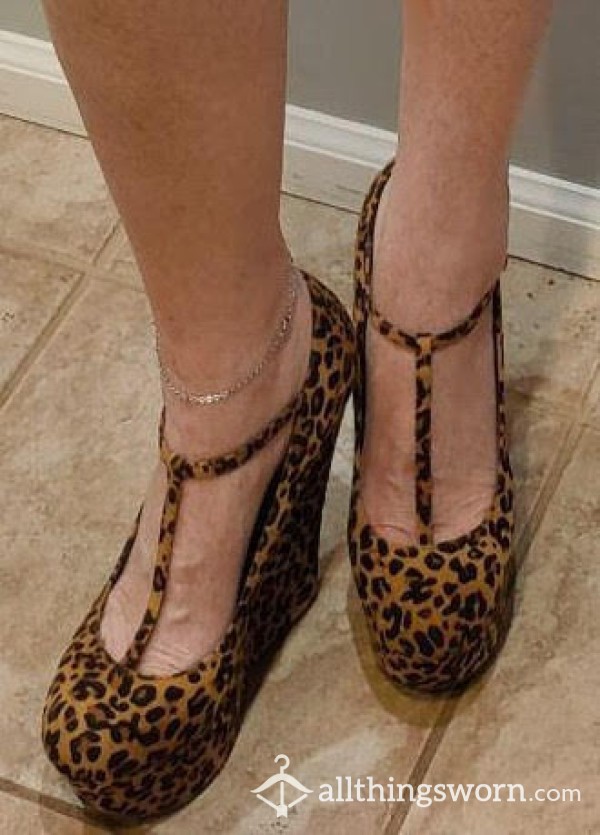 Leopard Print Wedge Heels - Super Worn And Loved!