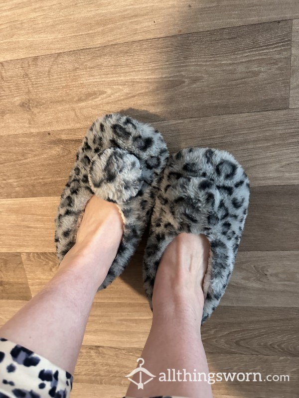 Leopard Slippers Worn Without Socks