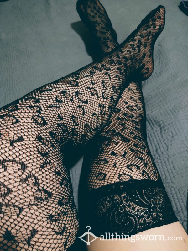 Leopard Thigh High Stockings With Lace Trim:. Custom Purchase