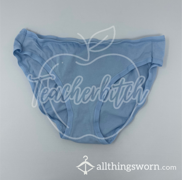 Light Blue Cotton Full-back Panties (S)