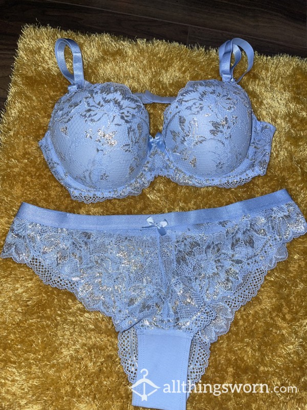 Light Blue Lace Matching Set