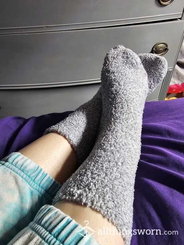 Light Gray Fuzzy Socks