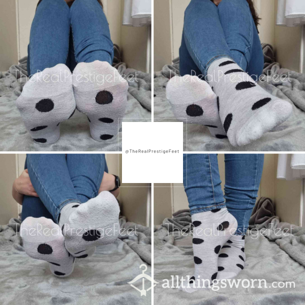 Light Grey Large Polka Dot Ankle Socks | Standard Wear 48hrs | Includes Pics & Clip | Additional Days Available | See Listing Photos For More Info - From £16.00