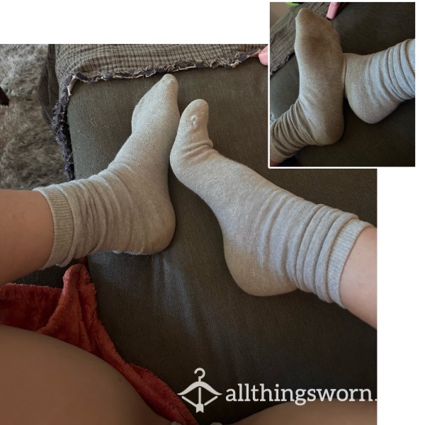 Light Grey Tube Socks | Sexy Socks | Foot Print | Tight, Scented | High Arches