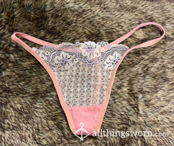 Light Pink Lace Seethrough Thongs
