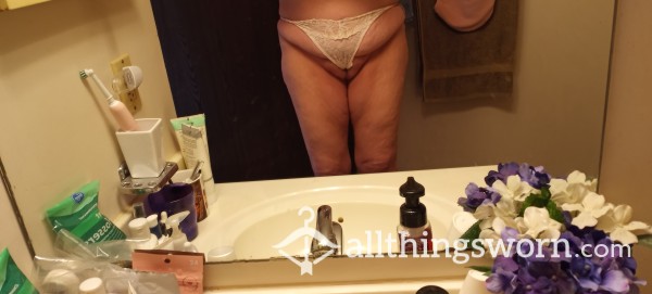 Light Pink Lace Thong With Cotton Crotch Worn Will Be 3+days Without Bathing