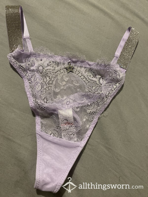 ❗️BRAND NEW❗️👸Lilac Sparkling Strap Star Lace Thongs 💜