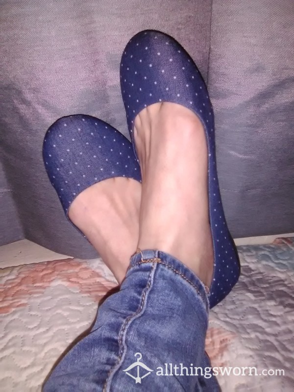 Little Blue And Polka Dotted Flats