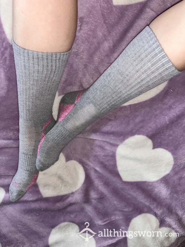 Long Gray/pink Sports Socks