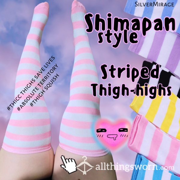 Long Thigh-High Striped Socks - Shimapan Anime Stockings