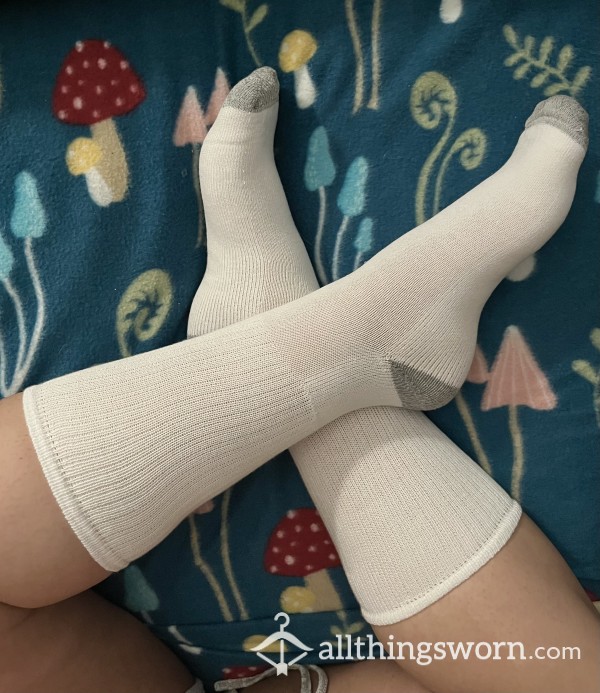 Long White Tube Socks/soft Thick Cotton/Size 10 Feet
