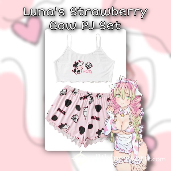🍓 Luna’s Strawberry Cow PJ Set 🐮
