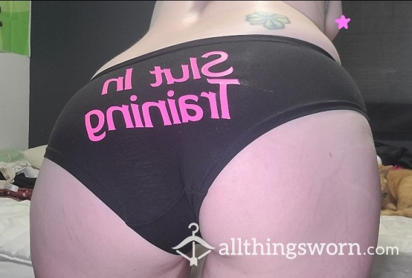 *MADE TO ORDER* SLUT IN TRAINING - Black/Hot Pink Panties Size Small