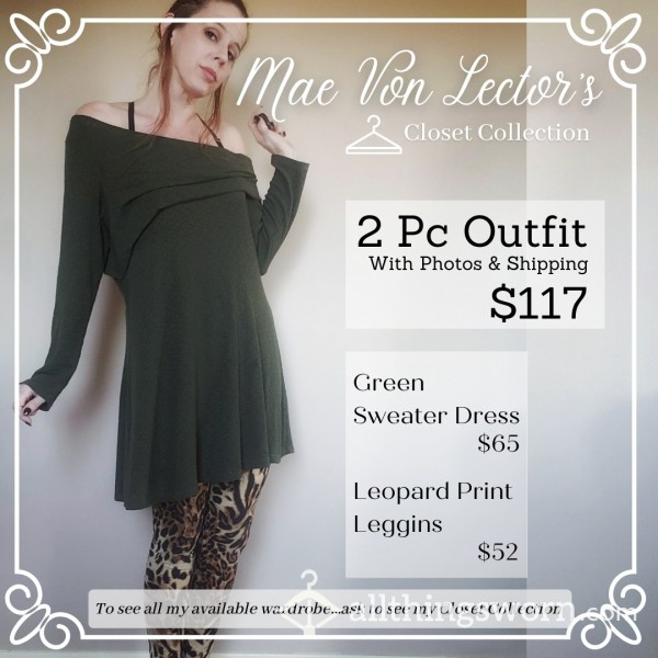Mae's Closet Collection - Sweater Dress & Leopard Print Leggins