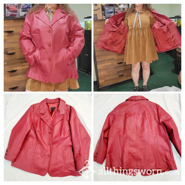 Maggie Barnes Plus Size 1X 18/20 Red Leather Coat