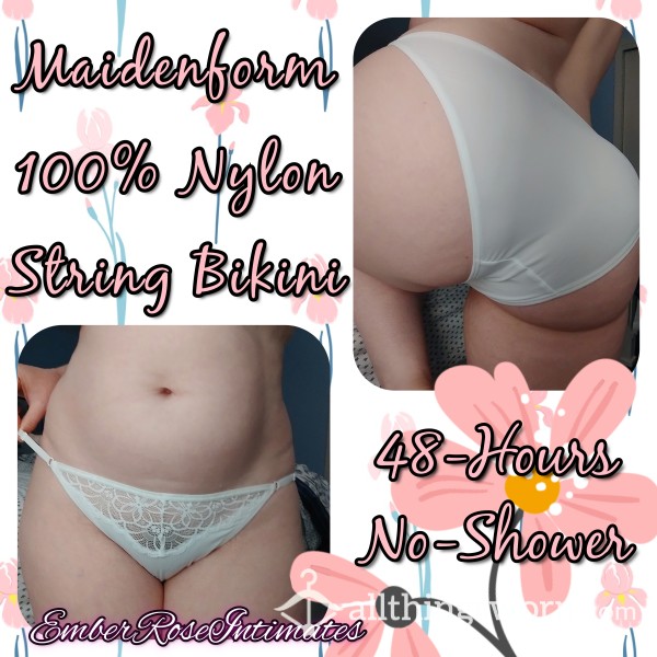 Maidenform White Nylon String Bikini