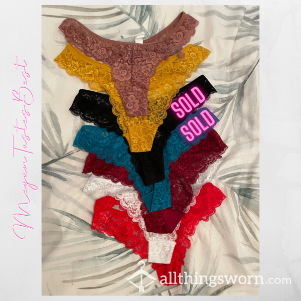 Mama’s Colourful, Lace Thongs (with Cotton Gusset) - 7 Colours To Choose From, Worn To Your Desire 😈💋