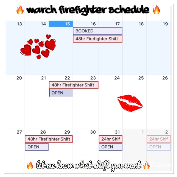 March Creamy Panty Calendar!! Book My Next Shift!