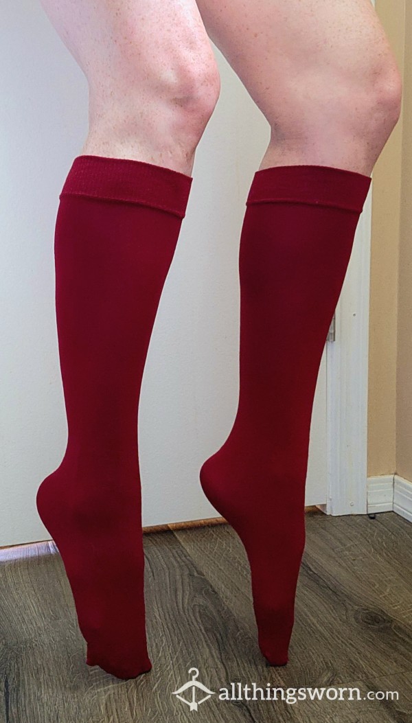 Maroon Knee High Stockings