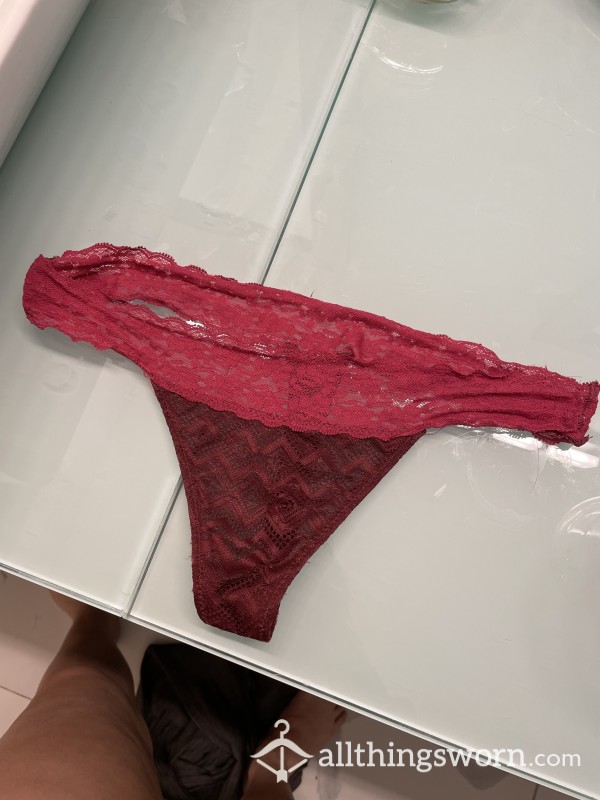 Maroon Lacey Thong I Wore During My Workout 😍