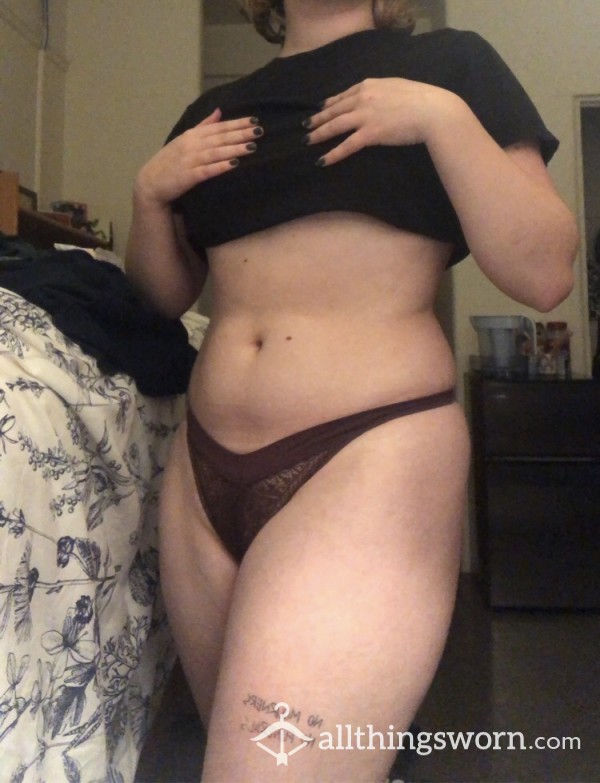 Maroon Lacy Thong