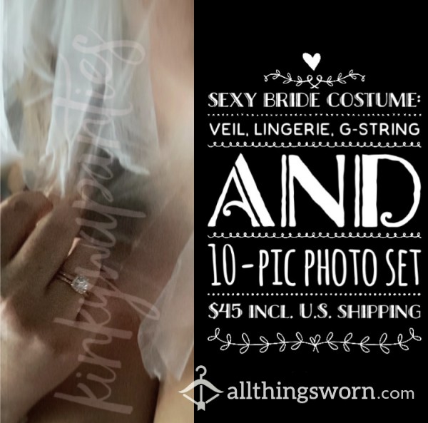 I Do 💋 Sexy Bride Lingerie Costume & Photo Set - Includes 2-day Wear G-string!