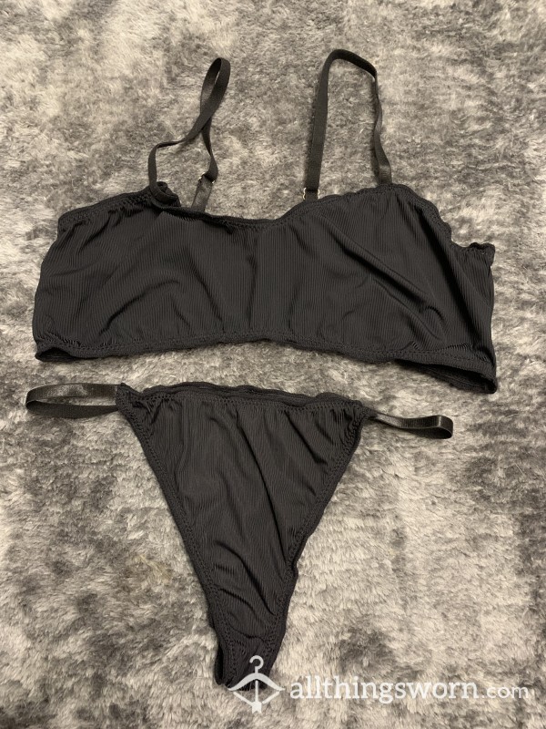 Matching Bralette And Thong (Black)