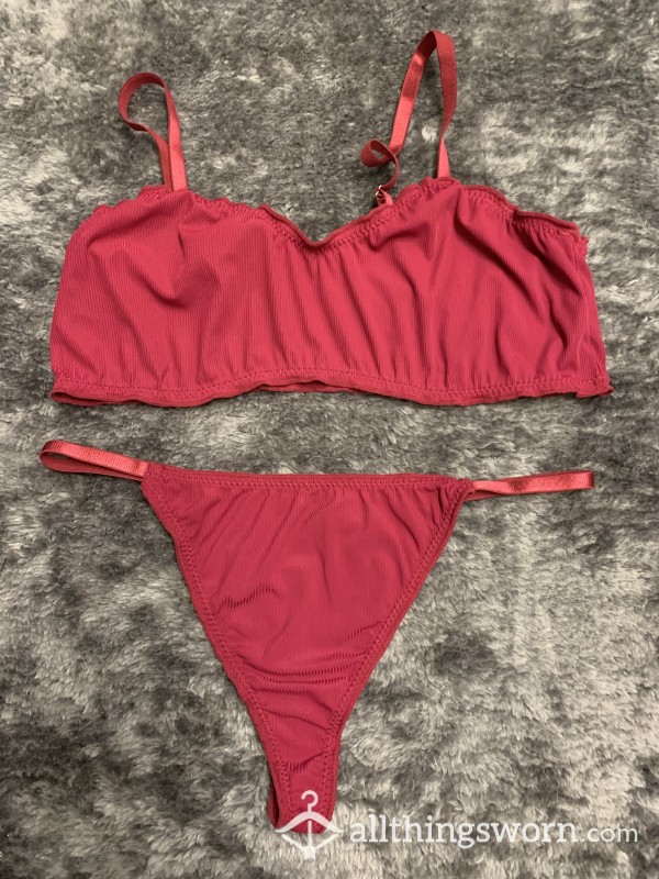 Matching Bralette And Thong (Red)
