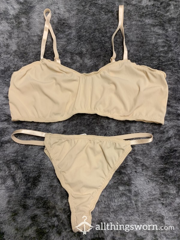 Matching Bralette And Thong (Tan)