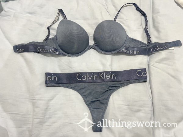 Matching Calvin Klein CK Silver Blue Cotton Set With Satin Logo Band XOXO
