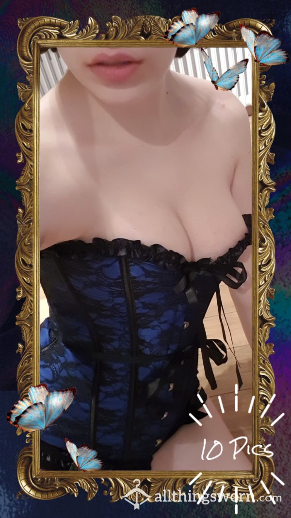 Me In My Sexy Blue And Black Corset And Lacey Underwear