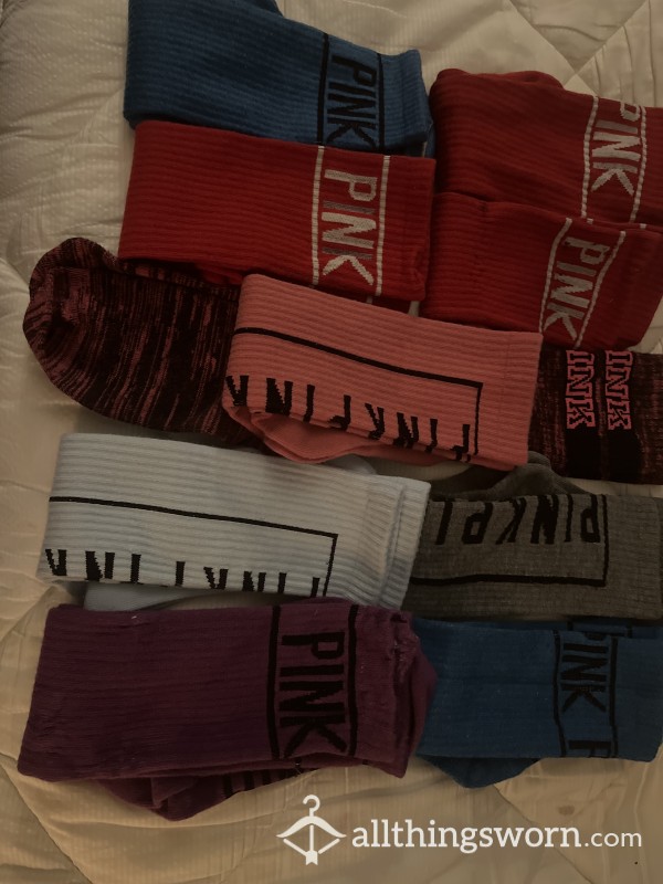 Medium Length Pink Socks 10 Pair For $50