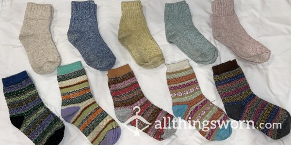 Medium Weight Cotton Ankle Socks - Many Colors/Patterns To Choose From
