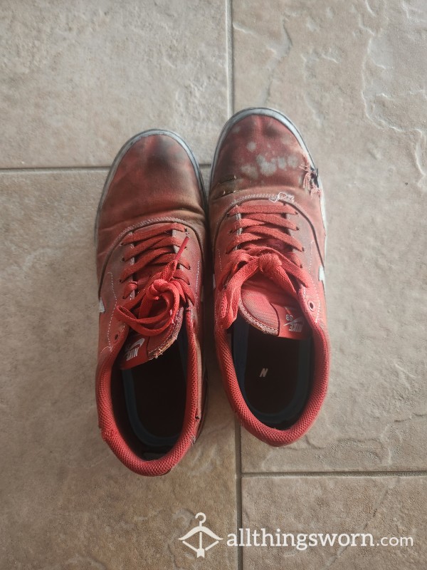 Mens Red Shoes, Extremely Worn