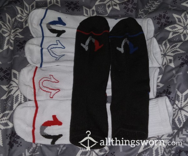 Men's True Religion Quarter Socks.  White Or Black,  Various Logo Colors.  Worn By Alpha Or Me.  Extended Wears Welcome!