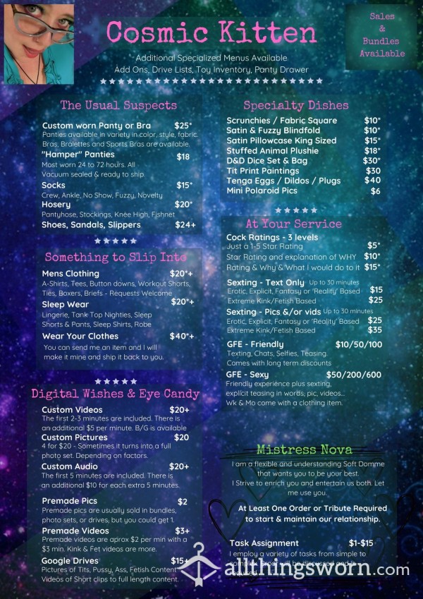 Menu Of What Is Currently Available - Items, Services, & Drives