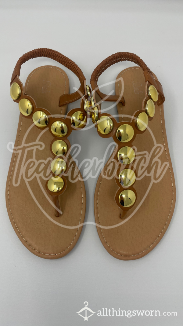Metal Decor Thong Sandals | US Size 8