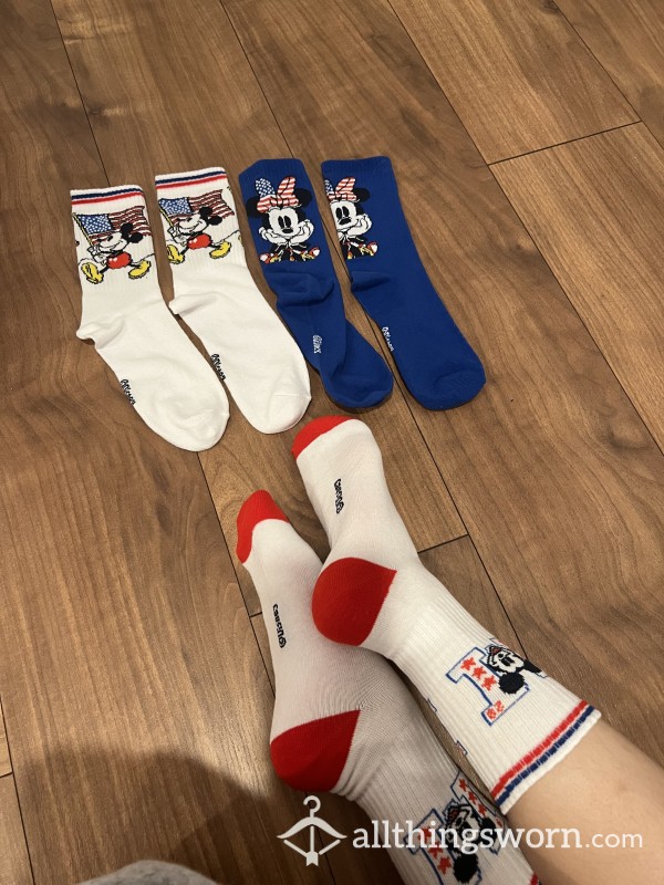 Mickey Mouse American July 4th Spirit Pride High Ankle Socks
