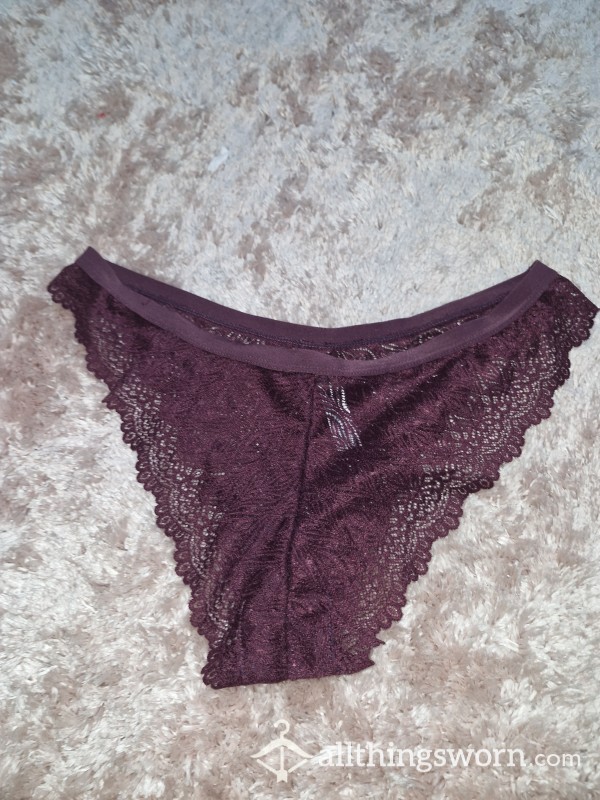 Midnight Enchantment: Indulge In My Luxurious Dark Purple Lace Panties
