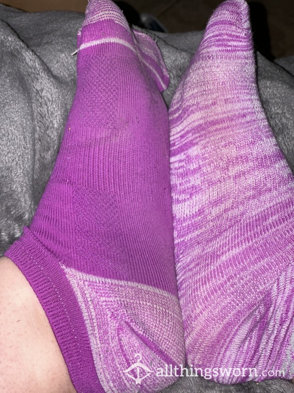 MILF Slight Worn AVIA Mix-matched Purple Ankle Socks