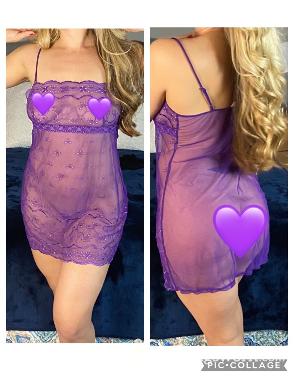 MILF Victoria’s Secret Purple Sheer Nylon Lingerie Chemise