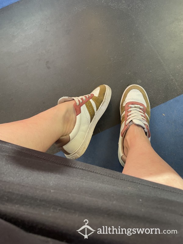 Scented Mimco Leather Sneakers Worn Without Socks