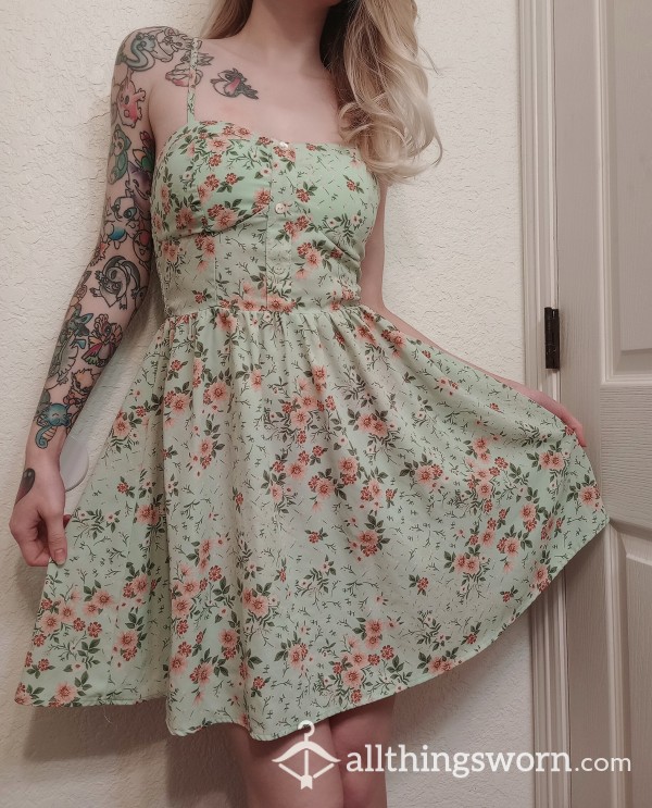 Mint Green Floral Summer Dress