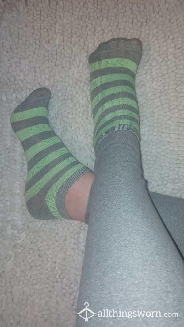 Mint Green & Grey Ankle Socks