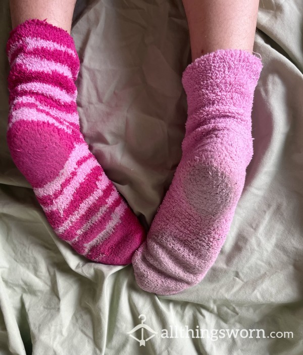 Mismatched Fuzzy Pink Socks