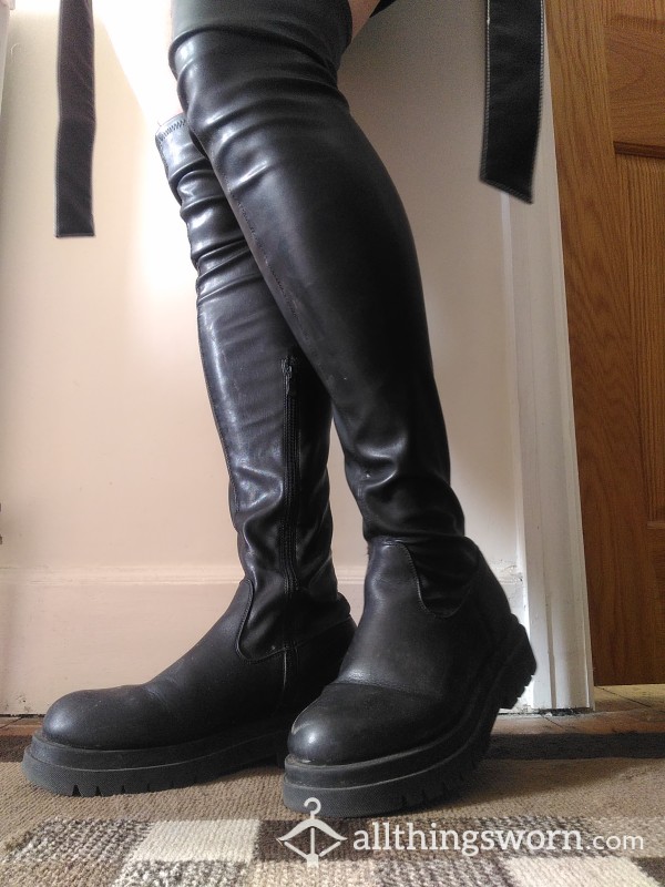 Mistress' Leather Thigh High Boots Custom Videos